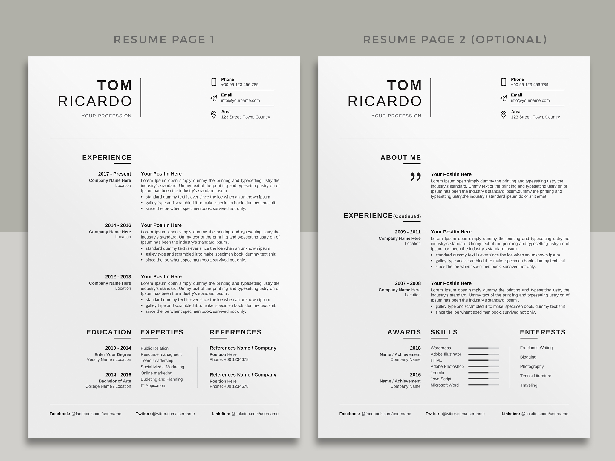 Resume Template   Cv By Designsbird On Dribbble