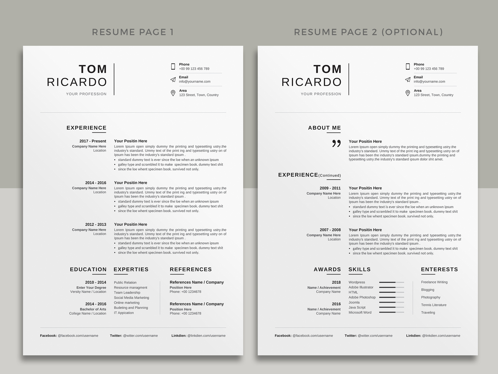 Resume Template / CV by DesignsBird on Dribbble