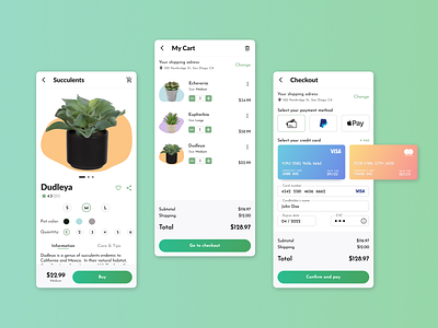 Gardening & Plant Shop app challenge checkout daily ui design ecommerce figma flat green interface mobile nature plant plants shop ui ui design uiux ux visual design