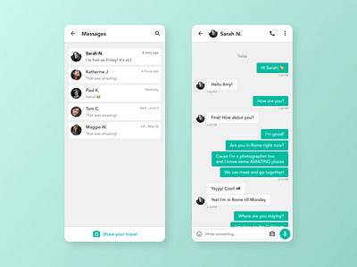 Travelers Meeting App app app design challenge chat clean daily ui design figma flat interface meeting message mobile travel traveling ui uidesign uiux ux visual design