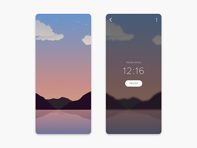 Meditation App Concept app app design challenge countdown timer daily ui design figma flat illustration interface meditate meditation mobile nature sunset timer ui uiux ux visual design