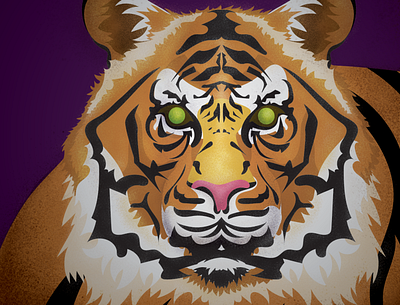 Art Deco Inspired Tiger animal artdeco beautiful grain grainy illustration illustrator nature stripes tiger