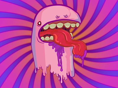 Pink Slime Creature beautiful candy cartoon design dripping drips drool illustration illustrator monster poster psychedelic slime slobber tongue