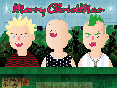 Merry Xmas! adobe cartoon christmas dirty drawing dumpster flies funny garbage graphic design holidays illustration illustrations punk safetypins smelly smile teeth toothless xmas