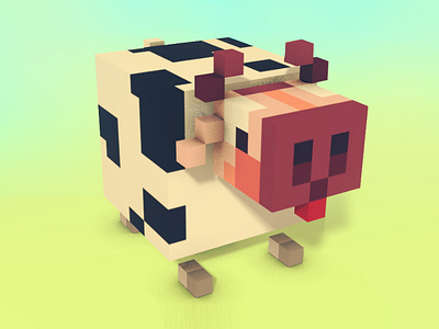 Cow 3d cow illustration pixel art voxell