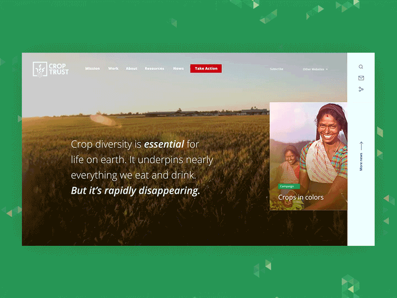 Crop Trust homepage onboarding