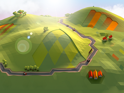 Countryside 3d countryside game low poly sunrise