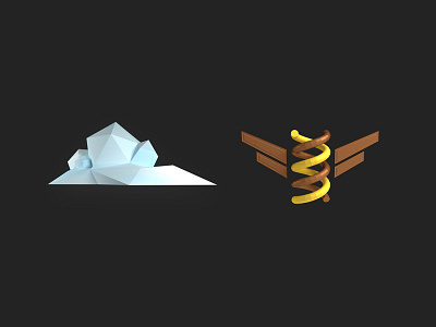 Badges 3d badge cloud game helix low poly wings