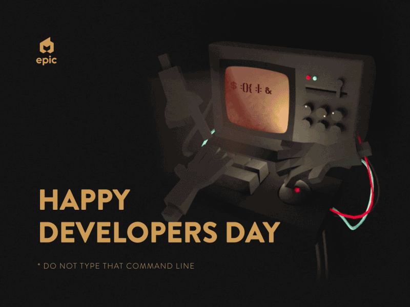 Developers Day hands 3d typing old school keyboard vintage happy line command computer day developer