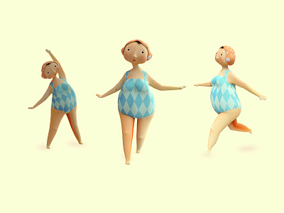 Swimmer, character design 3d character lowpoly running stretching swimmer
