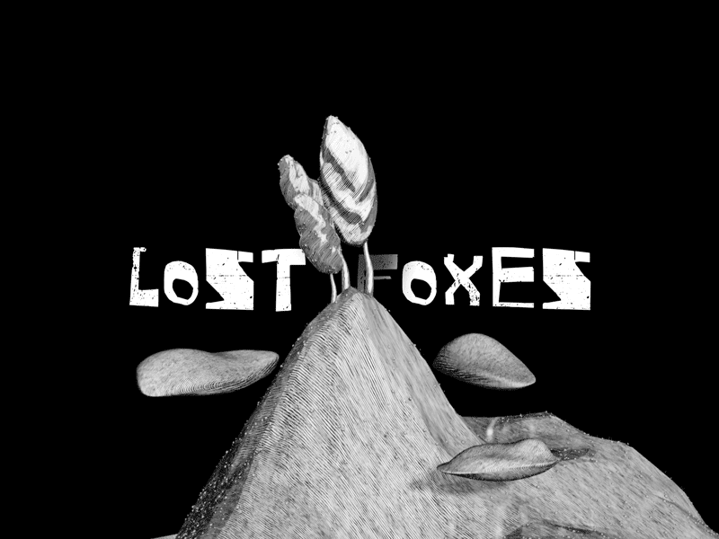 Lost foxes intro 3d animation black clouds contrast foxes illustration lost mountain scratching title trees white