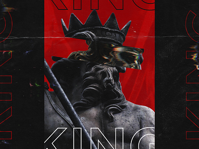 KING king dark glitch photoshop red