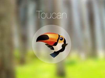 Toucan bird blur forest green helvetica neue