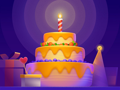 BirthdayCake birthday birthday cake bottle candle dark fruits gift glow hat heart