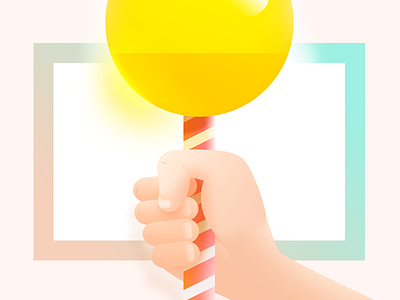 (✪ω✪) big hand huge lollipop meishi snacks sweet yellow