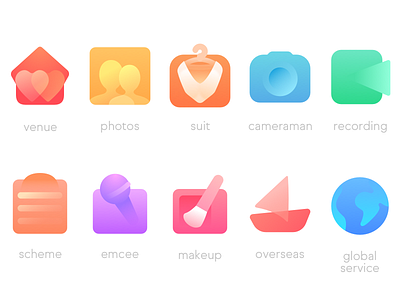 Some Icons for Wedding Things candy chinese wedding colorful gradient icons makeup wedding