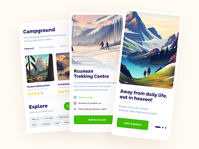 Campground exploring app branding concept design digital illustration digitalart graphic design web