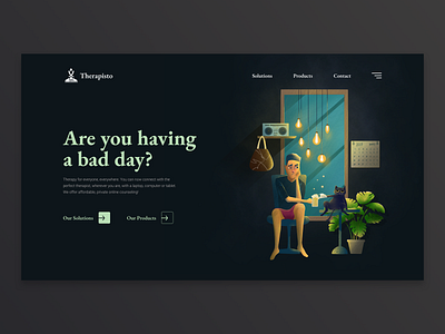 Therapisto Landing Page 2d 3d app branding concept design digital illustration digitalart illustration logo procreate ui web web design