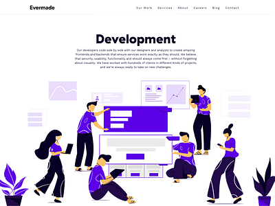 Development - landing page for Evermade 2d app branding concept design digital illustration digitalart illustration landing page procreate vector web website