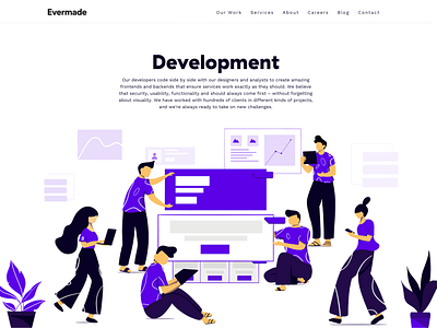 Development - landing page for Evermade