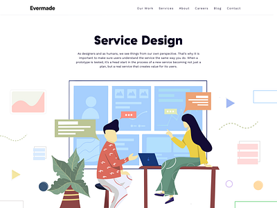 Service Design - Landing page for Evermade 2d app concept design digital illustration digitalart illustration mobile app procreate ui web webdesign website
