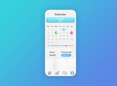 Calendar in Bodybuilding App Design calendar calendar design calendar ui