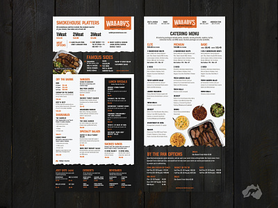 Wallaby's Smokehouse Printed Menu design layout layoutdesign menu print print design restaurant