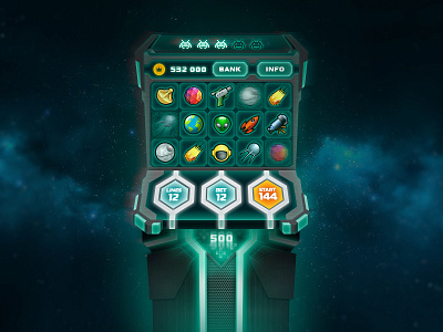 Space slot casino game icons illustration slot