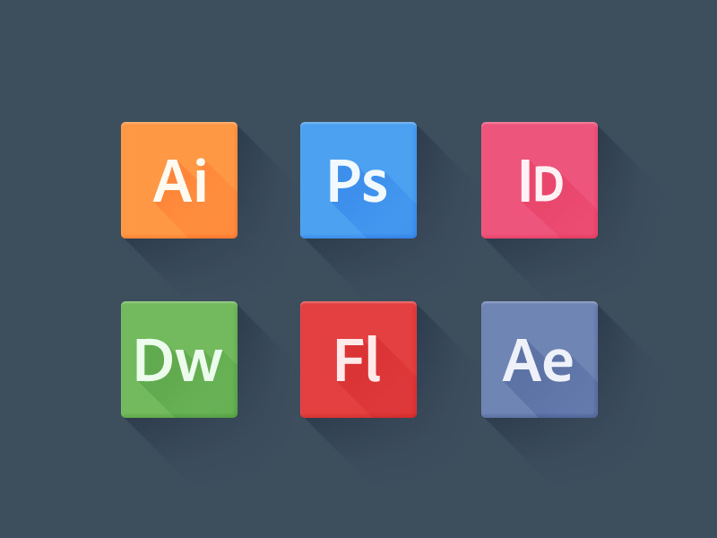 Long Shadow Adobe Icons long shadow new design trend adobe icons flat
