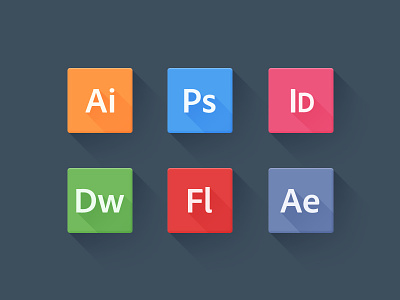 Long Shadow Adobe Icons adobe design flat icons long new shadow trend