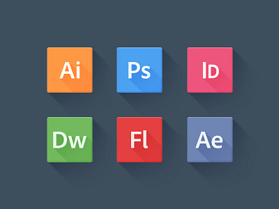 Long Shadow Adobe Icons