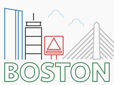 Boston, MA boston boston massachusetts city fenway hancock illustration outline prudential zakim