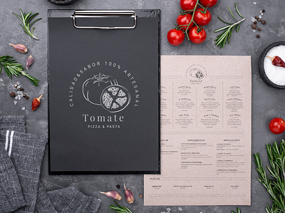 Tomate Pizza & Pasta Menu branding illustration logo menu pasta photoshop pizza procreate tomato