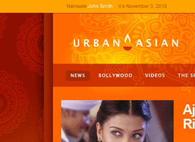 South Asian entertainment orange red ui