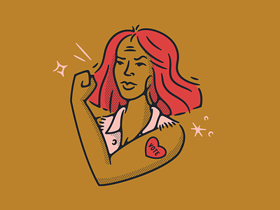 Your Vote is Your Power character female feminist illustration jean jacket muscle power punk vote