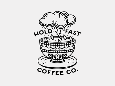 Hold Fast - Electric Brew american traditional tattoo cafe cloud coffee coffee shop cup electric illustration lightning storm tattoo tea cup thin line
