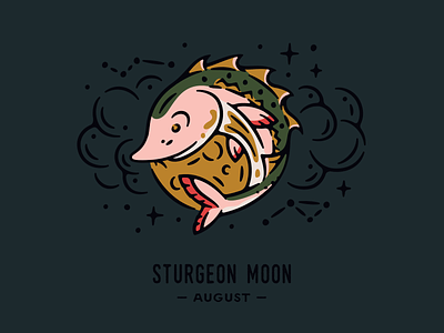 Sturgeon Moon algonquin clouds fish full moon illustration lore moon moon phases night sky sturgeon sturgeon moon
