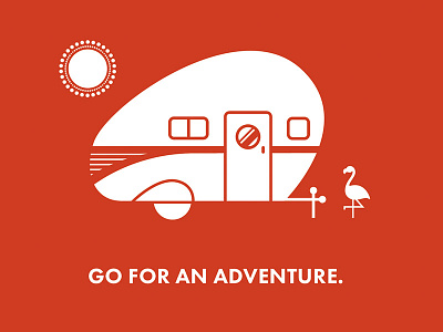 Go for an adventure adventure airstream camper flamingo futura illustration midcentury modern outdoors retro rv sun
