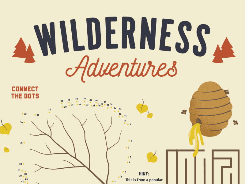 Wilderness Games bear bees bingo honey illustration maze plaid wilderness
