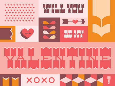 Will You Be My Valentine? arrows folk illustration type typography valentine