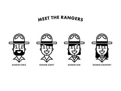 Meet the Rangers character design employees face illustration line monoline people profile ranger