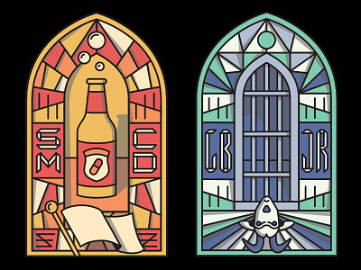 Sunday Morning Coming Down church flag giving up goat illustration line art preacher stained glass