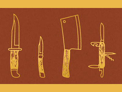 ima cut you ima cut you ima cut you ima cut you bowie butcher gold grain illustration knives line art restaurant sharp stamp wood
