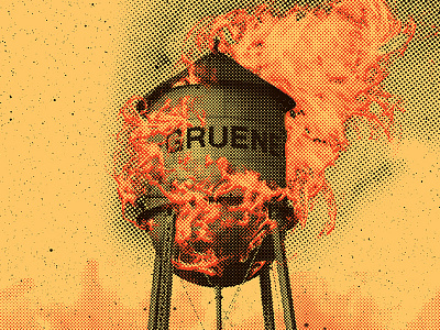 ur DED! dead design dots explode fire gig poster halftone screen print