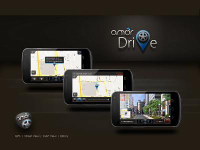 amorDrvier app for mobile app design icon locator maps record track bike track car ui
