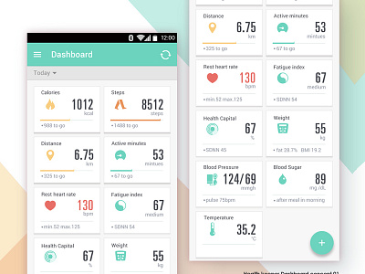 Healthkeeper dashboard concept 01 activity app bloodpressure chart dashboard flat design design flat design greenville health heartrate light sport ui vector weight