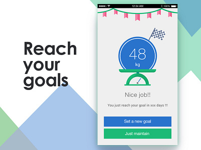 Reach your goals activity app design goals green health notifications sport ui weight