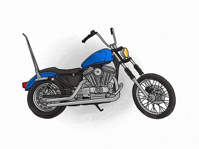 Blue - 96' Harley Sportster 96 blue chopper harley harley davidson procreate sportster