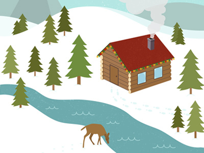 Happy Holidays cabin card christmas deer holiday holidays snow winter