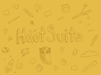Doodles branch doodle hootsuite owl sketch social space yellow